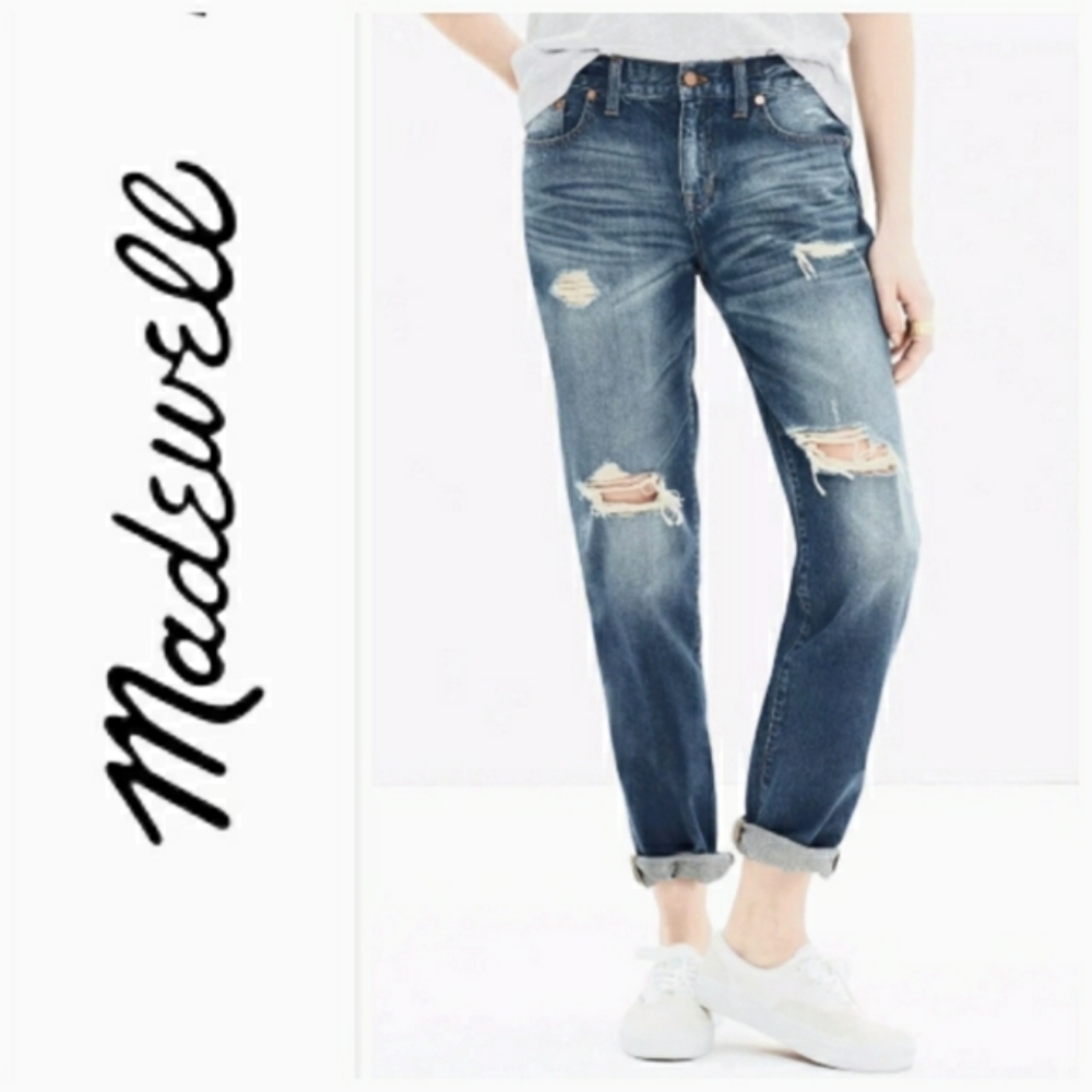 Nwot Madewell Distressed Boyjean Medium Wash
